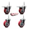 Service Caster 4 Inch Red Polyurethane Swivel 58 Inch Threaded Stem Caster Set 2 Total Lock Brakes SCC-TSTTL20S414-PPUB-RED-58212-2-S-2 - alternate 2